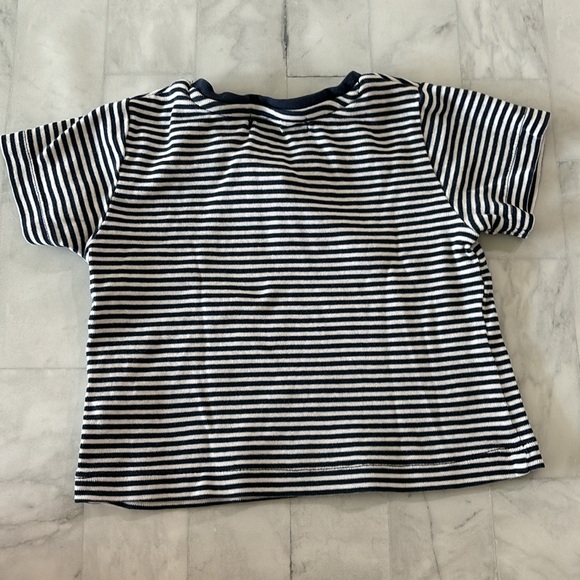 Monica + Andy Baby Boy’s Navy and White Striped V-neck Tee - Picture 4 of 5